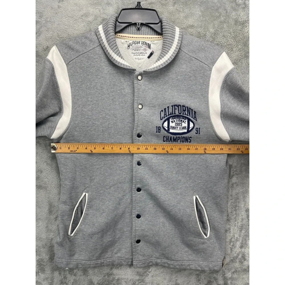VTG Tommy Hilfiger Men's Fleece Jacket L Gray 1891 California Football Champions